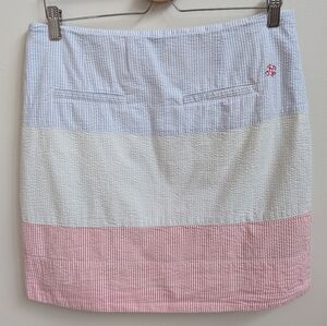Castaway Seersucker Preppy Colorblock Mini Skirt | Size 10